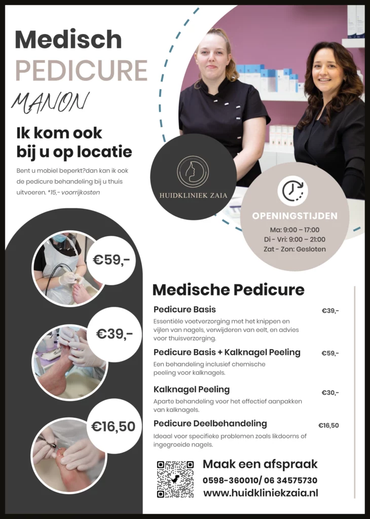 Flyer voor Pedicure Huidkliniek Zaia