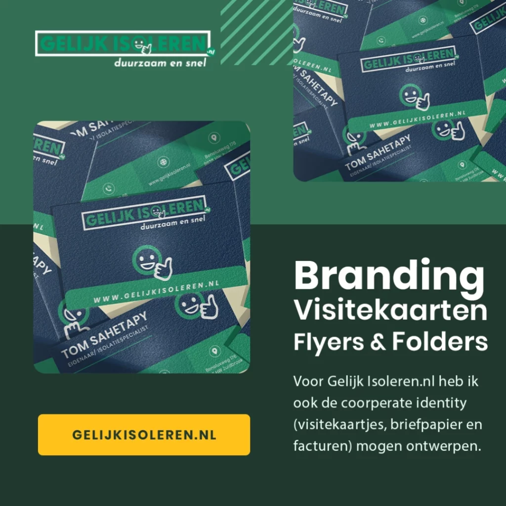 Branding in de vorm van visitekaartjes, folders, brochures en briefpapier/facturen