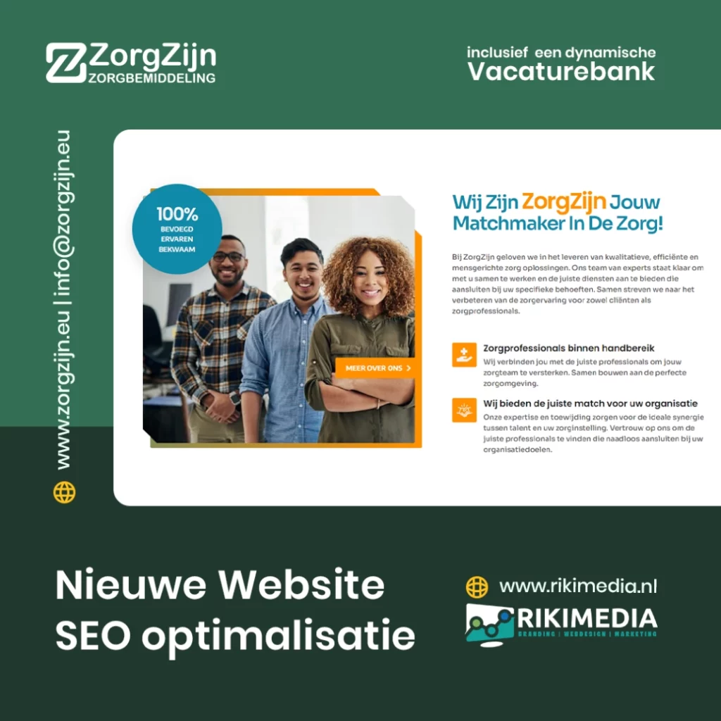 Een nieuwe maatwerk website voor ZorgZiijn Zorgbemiddeling! Het bemiddelingsbureau in de zorg in Noord-Nederland!